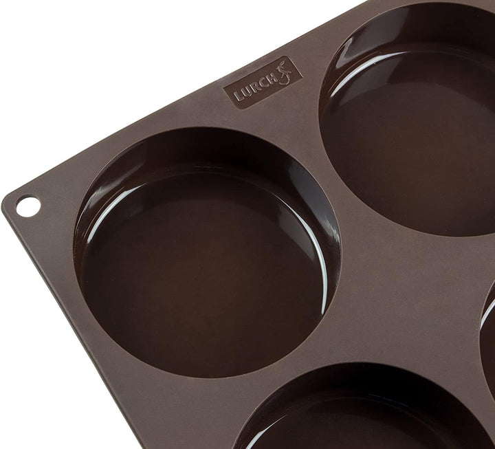 Lurch 85081 FlexiForm Burger Buns / Backform aus Silikon für 10 cm Pattys, 6-Fach, Braun 33,4 cm x 2