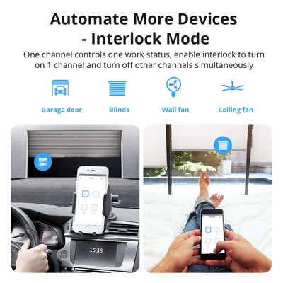 SONOFF 4CHR3 4-Gang Wi-Fi Smart Switch, 3 Arbeitsmodi Mit Selbsthemmung, Verriegelung Und Inching-Mo
