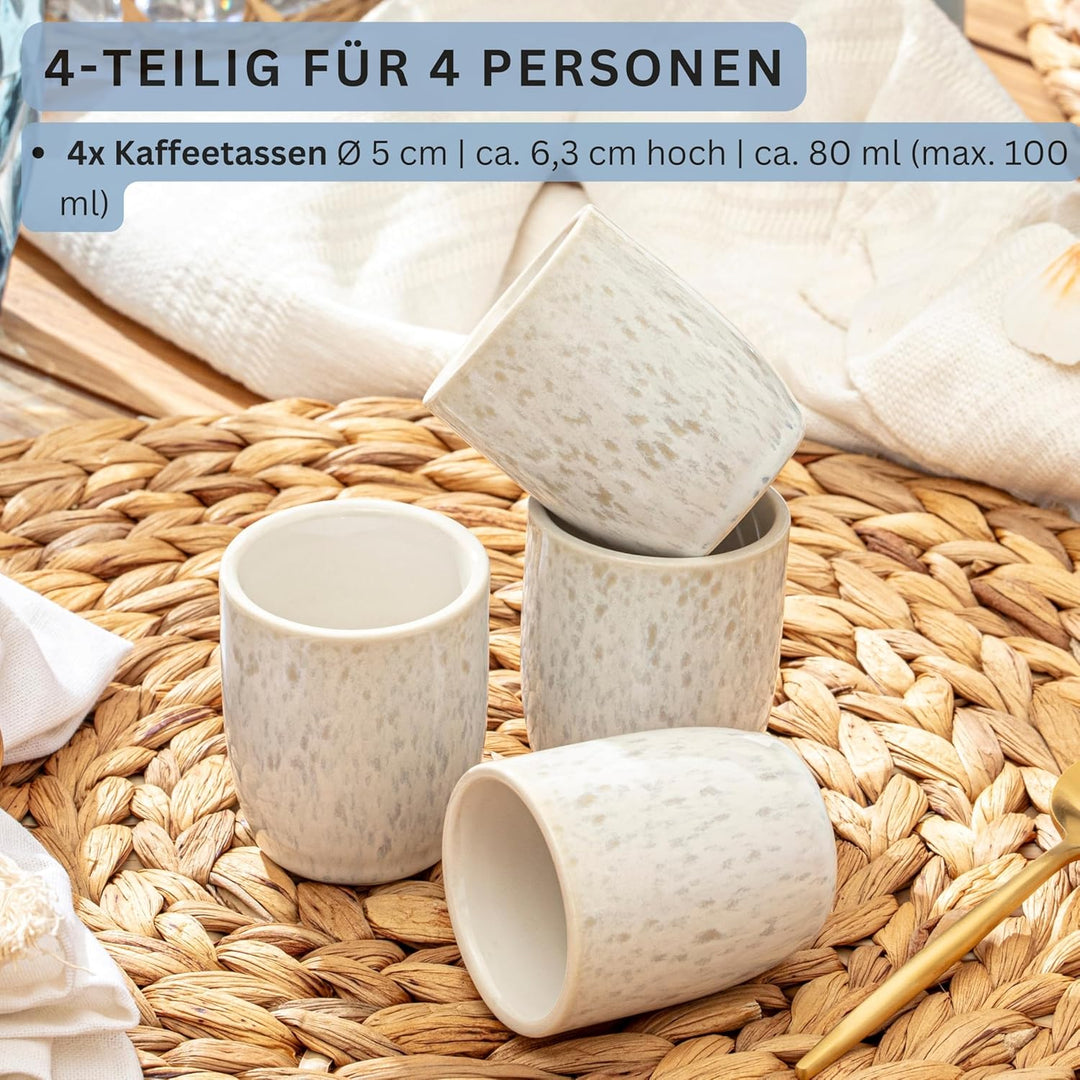 SÄNGER | Espresso Tassen Set Santorini 4 tlg, Espresso- & Mokkatassen 4 Personen, Espressotassen Ste