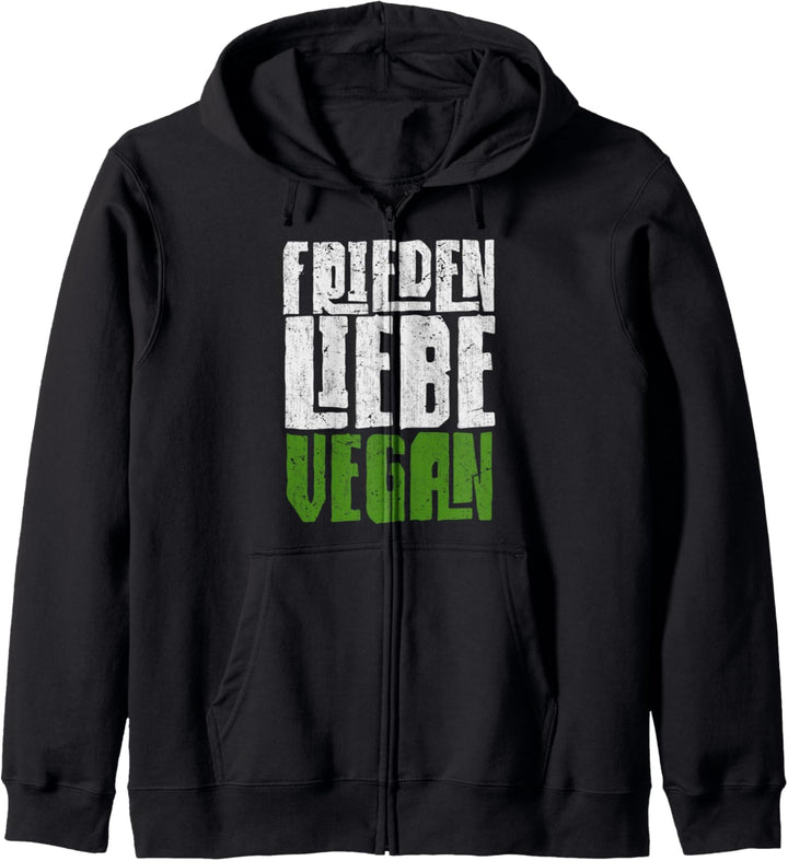 Frieden Liebe Vegan Hippie Lustiges Veganer Kapuzenjacke