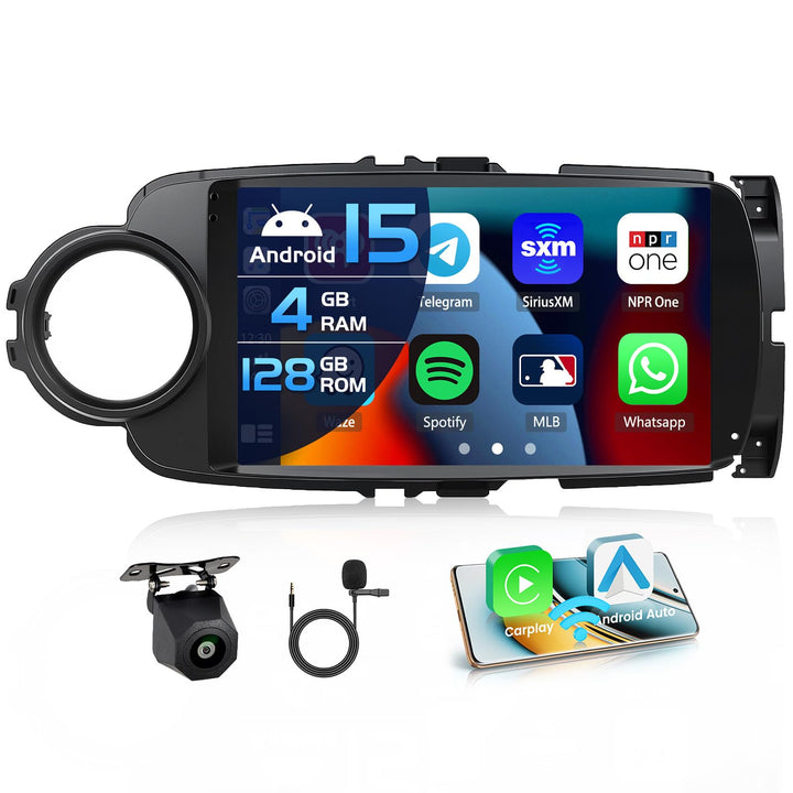 Inefala 4+128G Autoradio für Toyota Yaris Grmn 2012-2017 Android 15 mit 9'' In-Cell Bildschirm Unter