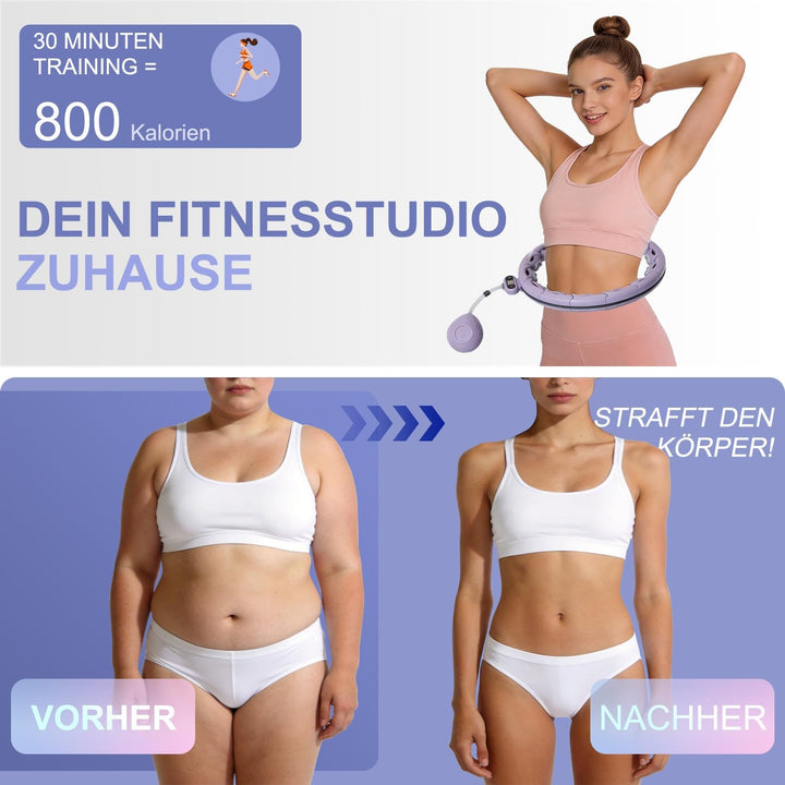 Hula Hoop mit Gewicht Kugel mit Zähler,15 Knoten Umfang (70-93cm),Smart Hula Hoop Reifen Erwachsene