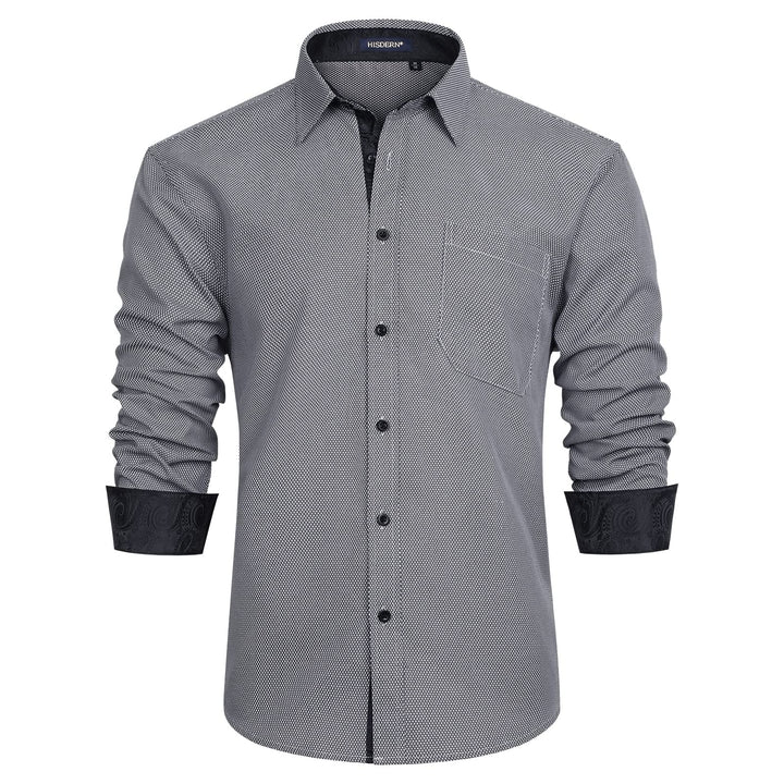 HISDERN Herren Hemd Langarm Regular Fit Oberhemd Für Männer Anzug Business Hochzeit Freizeit Party F