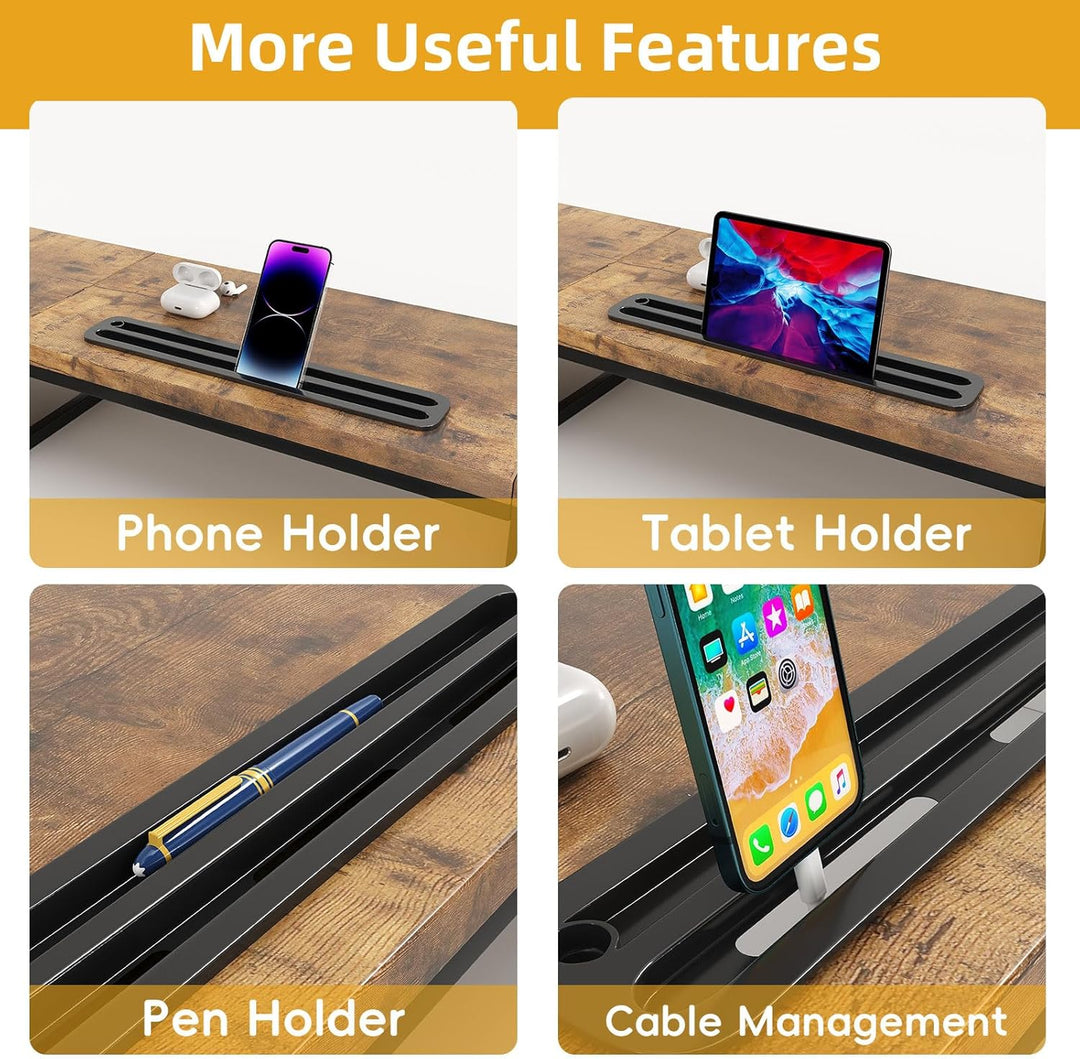 Dual Monitor Stand Riser mit 2 Schubladen - 100CM grosse Lagerung Computer Monitorständer für 2 Moni