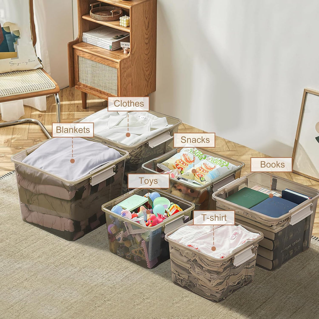 GONICVIN Kunststoff Aufbewahrungsboxen mit Deckel, 3 Stück 60L Stapelbarer Aufbewahrungsbehälter mit