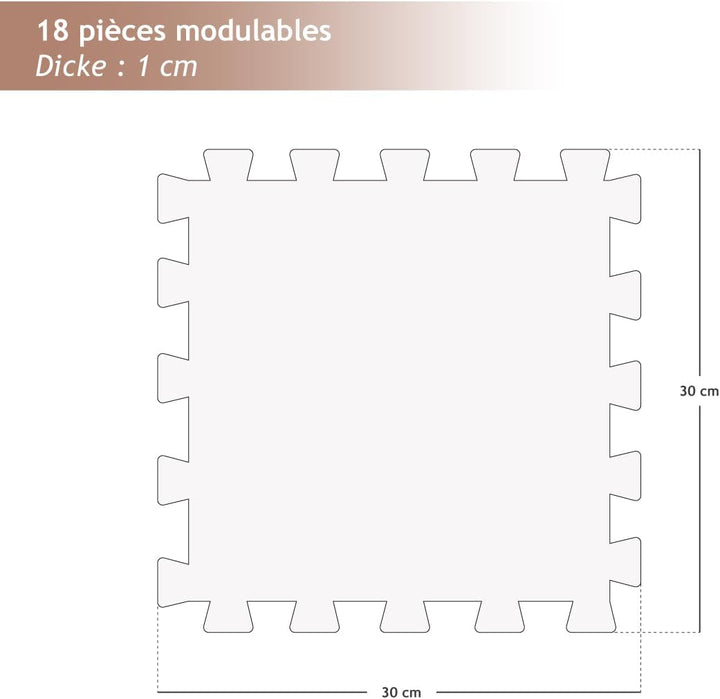 Vivezen - Puzzle-Bodenmatte für Fitness oder Kinderspiel, rutschfest - 18 Stück - Mehrere Farben, Gr