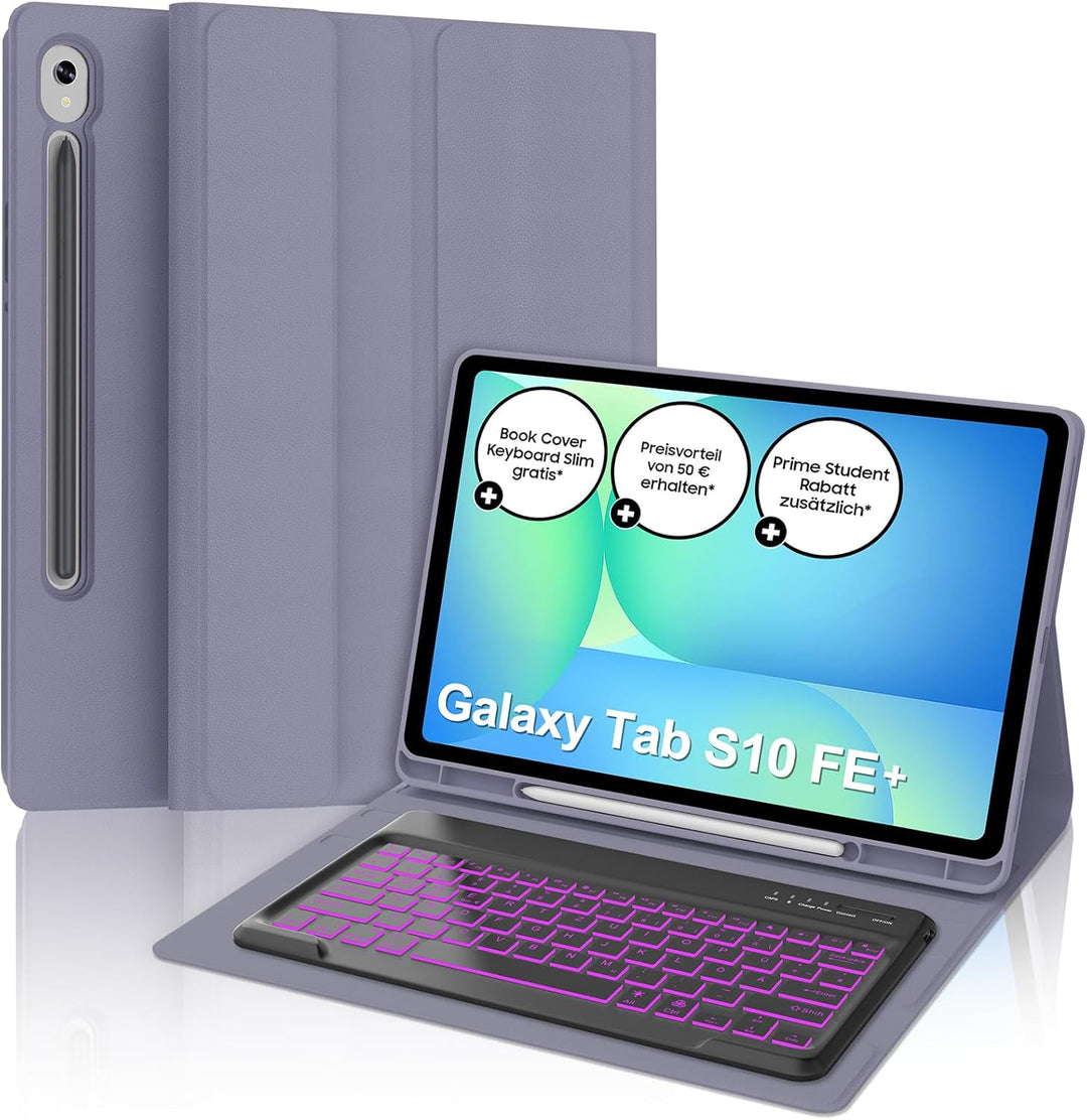 IVEOPPE Hülle mit Tastatur für Samsung Galaxy Tab S10 FE+ 13.1 Zoll, Deutsches QWERTZ-Layout, Tastat