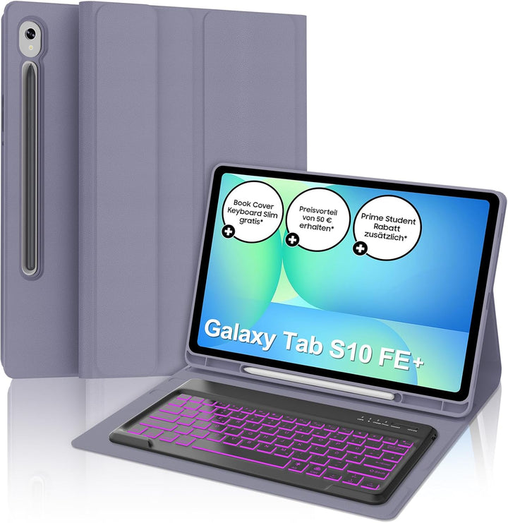 IVEOPPE Hülle mit Tastatur für Samsung Galaxy Tab S10 FE+ 13.1 Zoll, Deutsches QWERTZ-Layout, Tastat