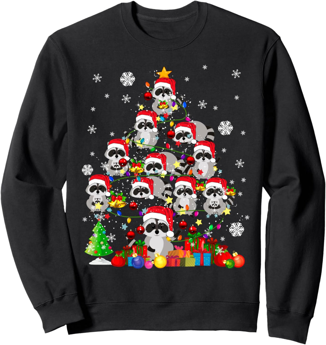 Christmas Tree Raccoon Christmas Santa Animal Lover Sweatshirt