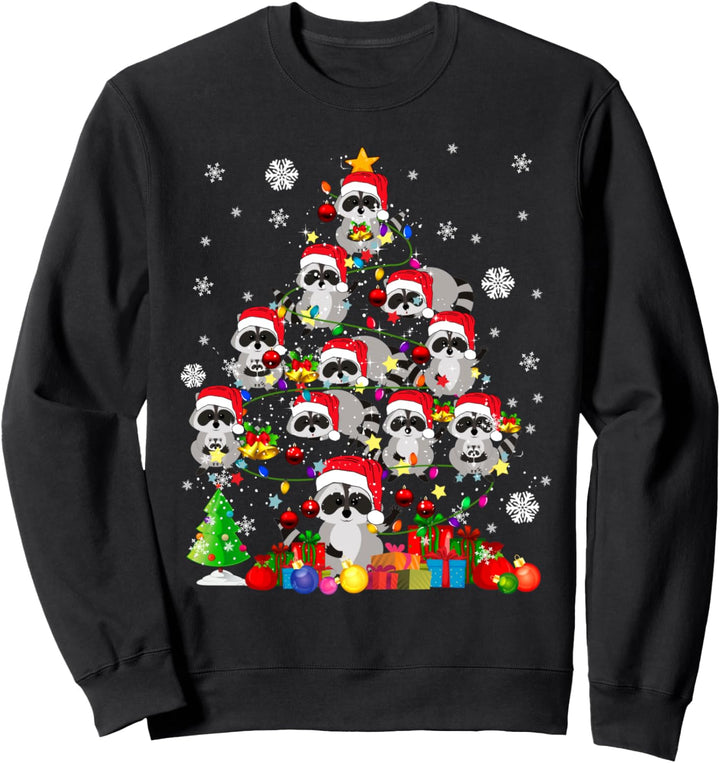 Christmas Tree Raccoon Christmas Santa Animal Lover Sweatshirt