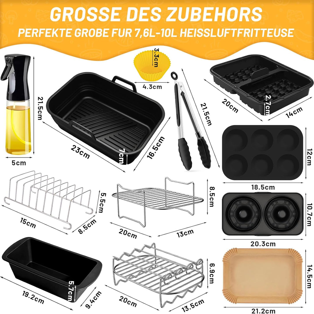 21PCS Ninja Heissluftfritteuse Zubehör, Airfryer Zubehör für Ninja Foodi Max Dual Zone AF400EU, AF40