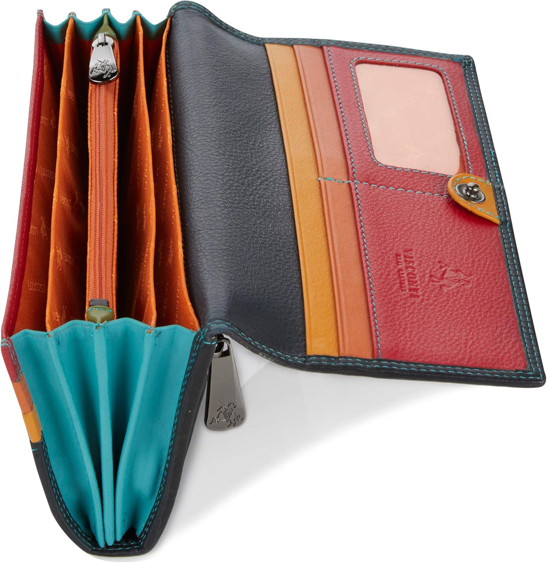 VISCONTI ® Leder Portemonnaie Damen RFID Schutz Geldbeutel Damen Geldbörse Bifold Mehrfarbig Portmon