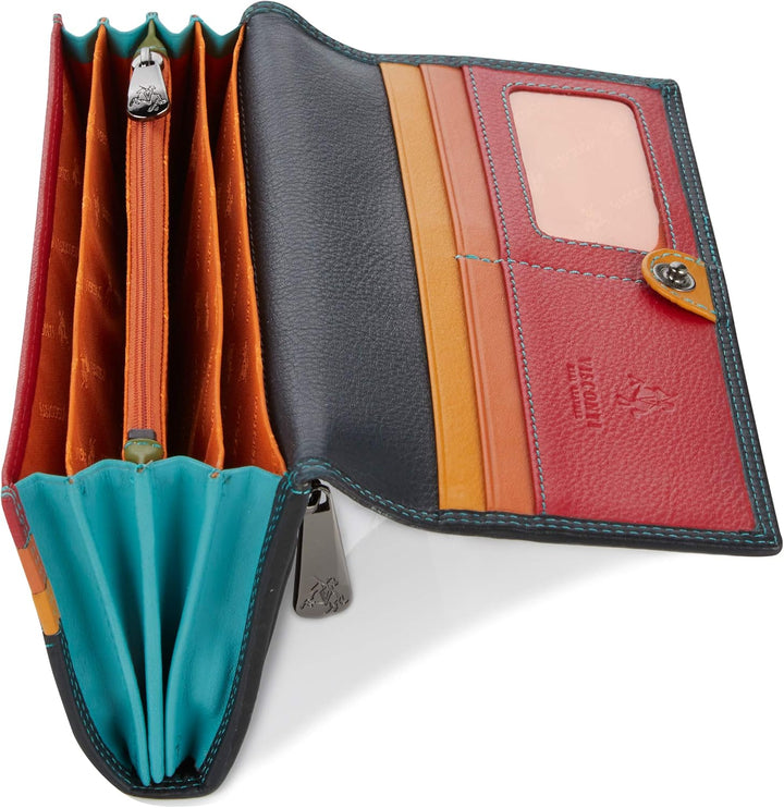 VISCONTI ® Leder Portemonnaie Damen RFID Schutz Geldbeutel Damen Geldbörse Bifold Mehrfarbig Portmon