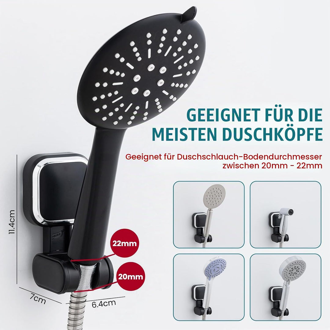 TAILI Duschkopfhalterung ohne Bohren, MAX Halt 3 KG Platz Saugnapf Duschkopfhalter für Badezimmer, W