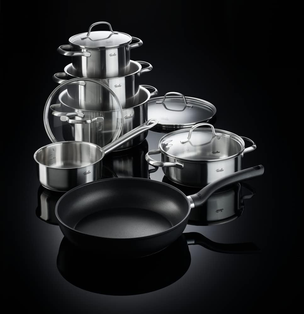 Fissler San Francisco/Edelstahl-Topfset Induktion, 6-teilig, Töpfe mit Glas-Deckel (3 Kochtöpfe, 1 B