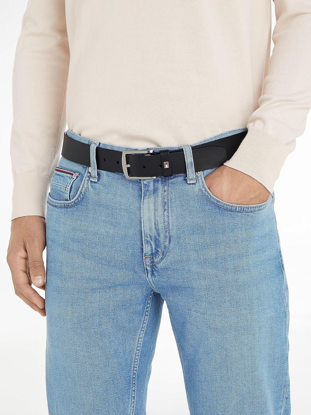 Tommy Hilfiger Herren Gürtel New Denton 3.5 Belt Ledergürtel, Blau (Midnight)