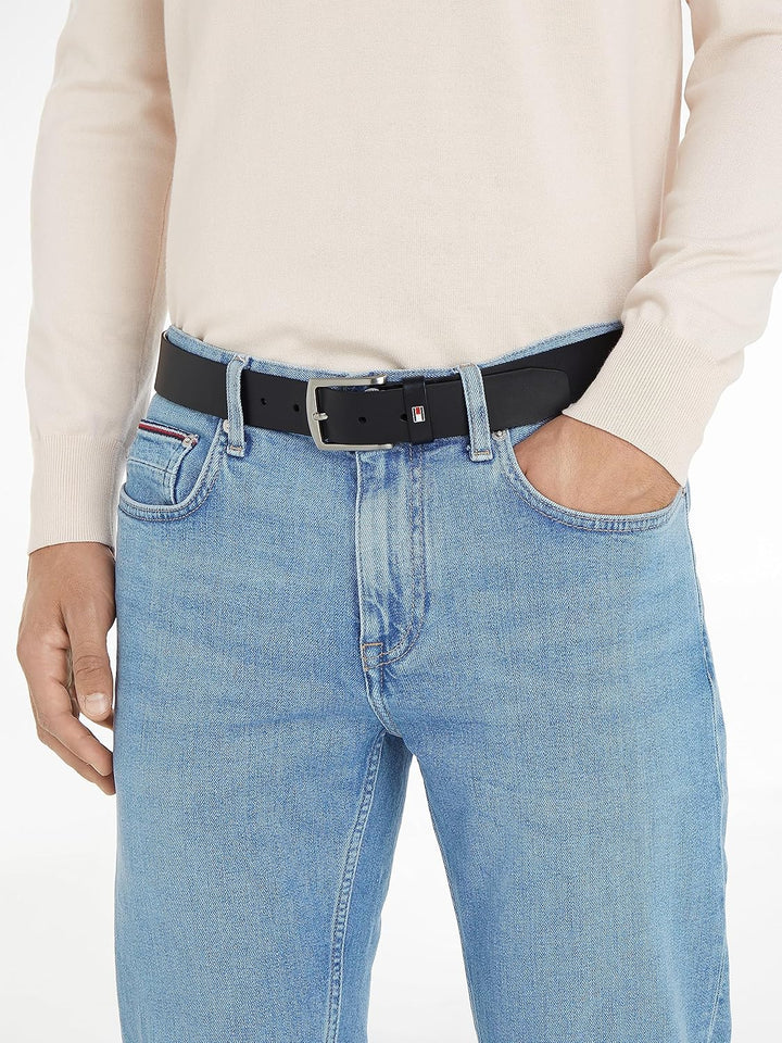 Tommy Hilfiger Herren Gürtel New Denton 3.5 Belt Ledergürtel, Blau (Midnight)