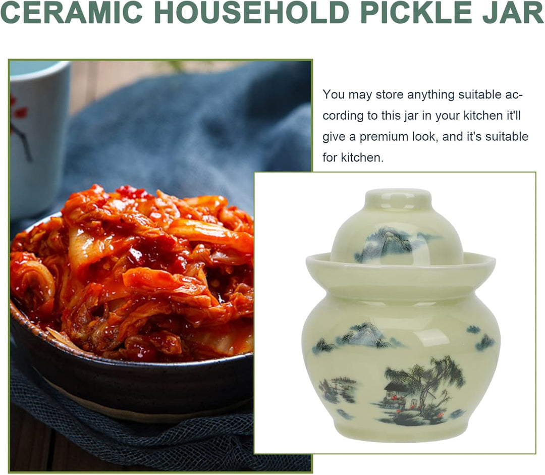 Cabilock Gärtopf Keramik Sauerkrauttopf Gurkentopf Einlegetopf mit Deckel Luftdichte Vorratsdose Vor