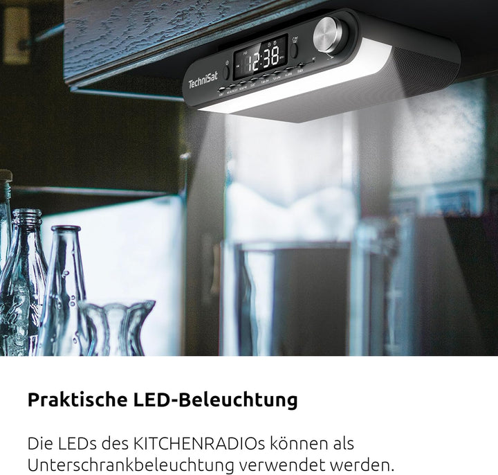 TechniSat KITCHENRADIO - Elegantes UKW-Küchenradio mit Arbeitsleuchte (Timer Direktwahltaste, Weckfu