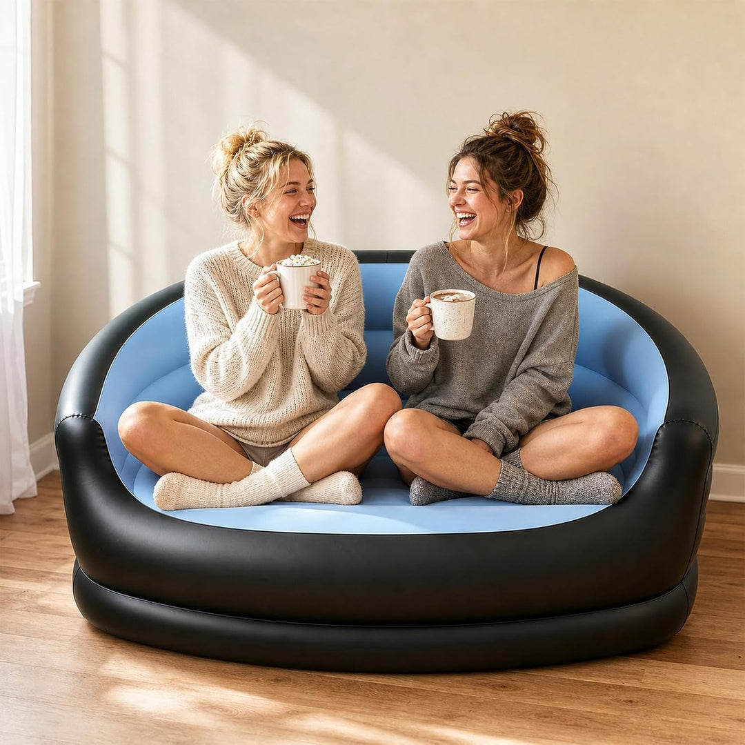 2-Sitzer Aufblasbares Sofa, Luftsofa Indoor &amp; Outdoor, Tragbares Inflatable Sofa mit Reparaturflicke