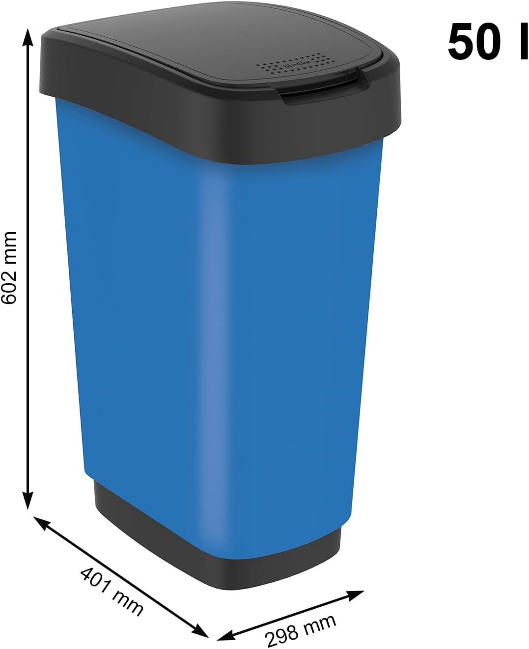 Rotho Twist Mülleimer 50l mit Deckel, Kunststoff (PP) BPA-frei, blau, 50l (40.1 x 29.8 x 60.2 cm) Bl