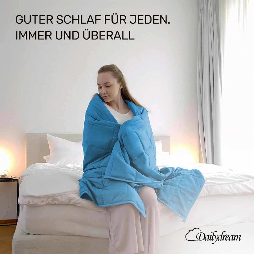 Dailydream Gewichtsdecke 155x200cm, 11 kg, Baumwolle, Blau | Gewichtsdecke mit atmungsaktiver Baumwo