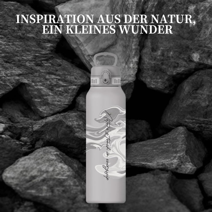 UZSPACE Edelstahl Trinkflasche 1l (970ml), Isolierte Thermosflasche mit 1-Klick-Öffnung, 100% Auslau