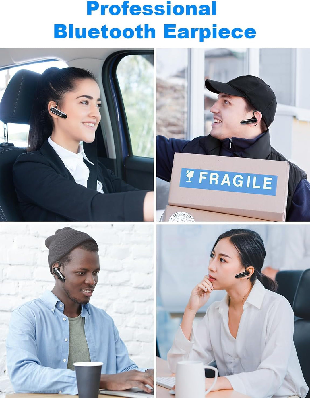 New Bee Bluetooth Headset Wireless Freisprech Telefon mit Dual Mic V5.0 Freisprech-Bluetooth-Ohrhöre