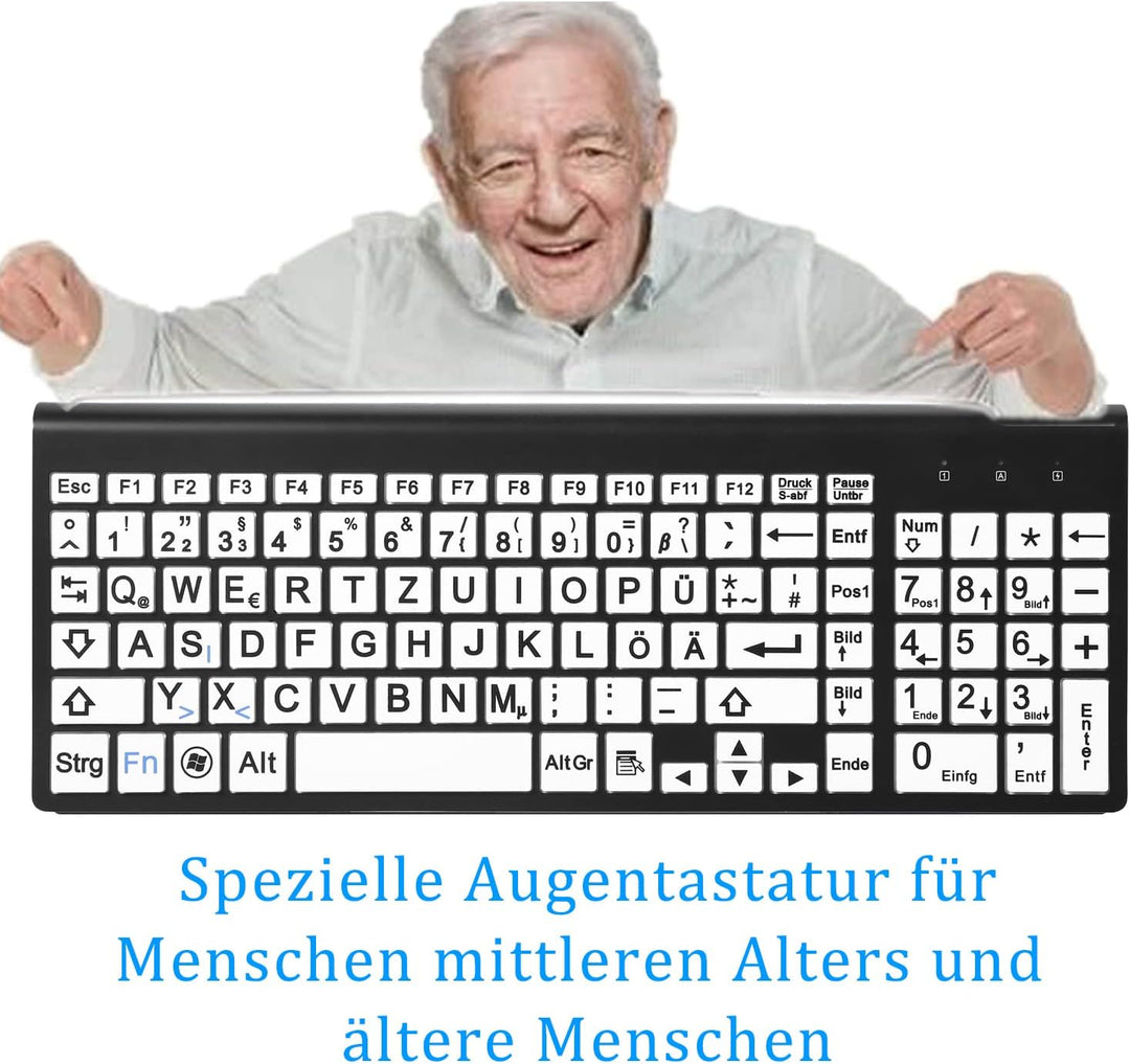 Kabellose 2,4-g-Tastatur und -Maus mit grossem Aufdruck in Originalgrösse mit übergrossem Aufdruck f