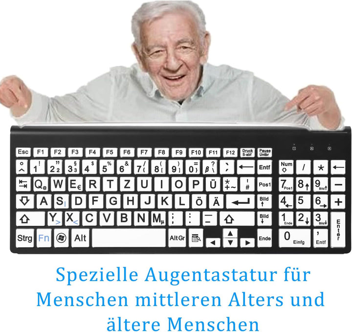 Kabellose 2,4-g-Tastatur und -Maus mit grossem Aufdruck in Originalgrösse mit übergrossem Aufdruck f