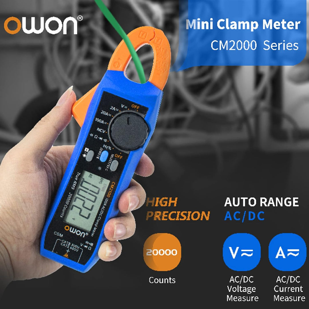 OWON CM2100 Mini Digital Clamp Meter 100A AC DC Strom Spannung True RMS Zange Amperemeter Widerstand