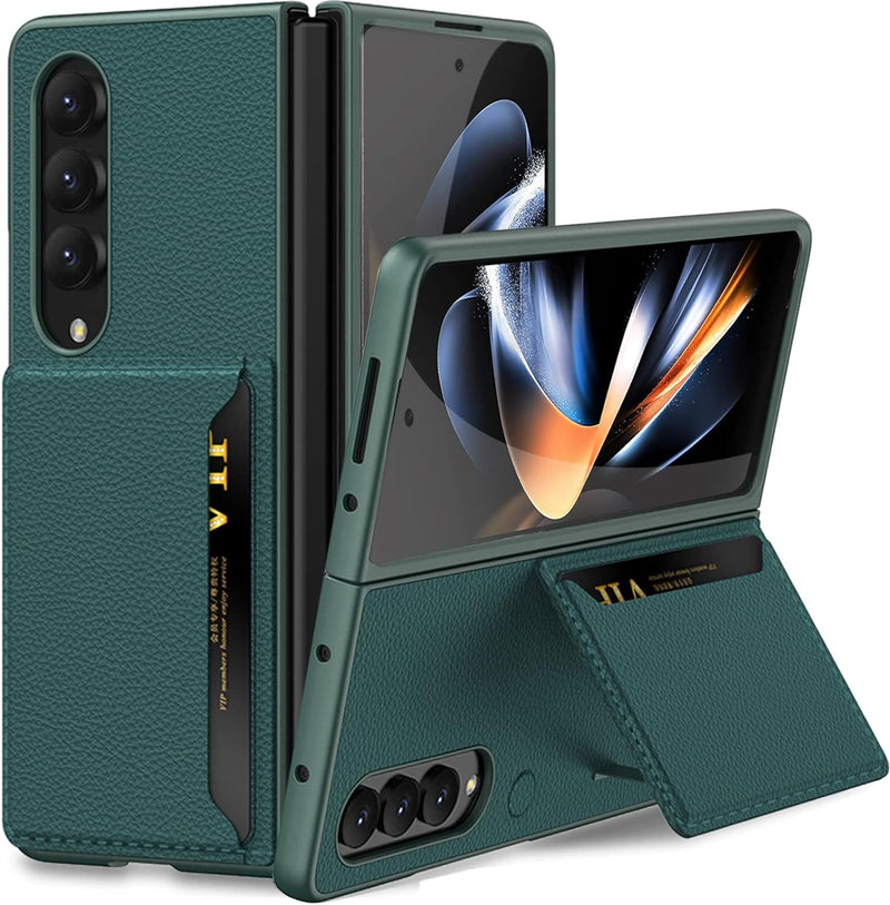 NINKI für Samsung Galaxy Z Fold 4 Hülle mit Kreditkartenhalter, Fold 4 Kickstand Handyhülle mit Brie