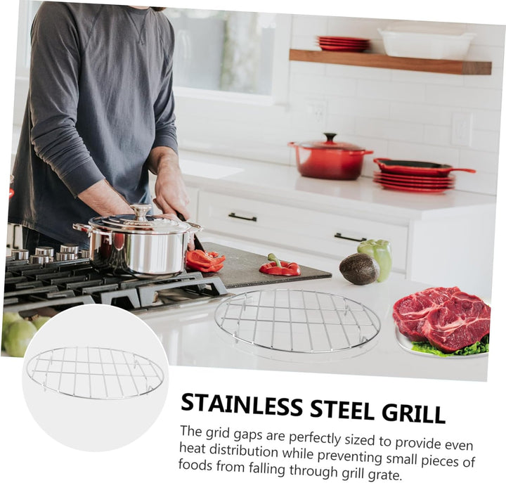 Grillrost Rund 25cm aus Edelstahl Feine Verarbeitung Gitterabstand für Kleine Lebensmittel für Mikro