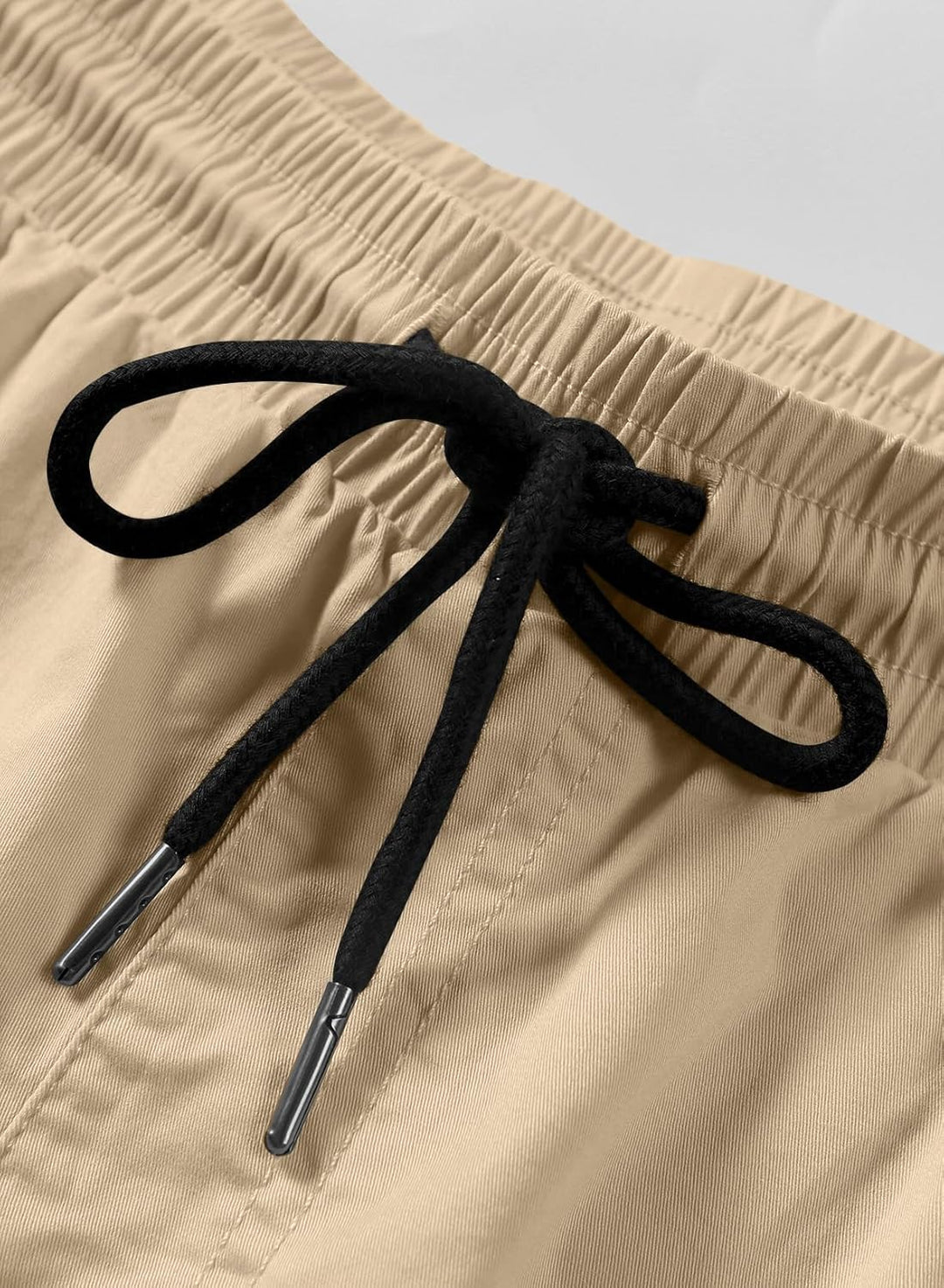 JMIERR Kurze Hosen Herren Shorts Herren Sommer Chino Baumwolle Elastische Taille mit Taschen S B Kha