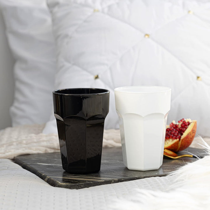 TREND FOR HOME Trinkgläser Bunt 425 ml Eiskaffee Gläser set 6 Teilig Gläser Schwarz Gläser Weiss Coc