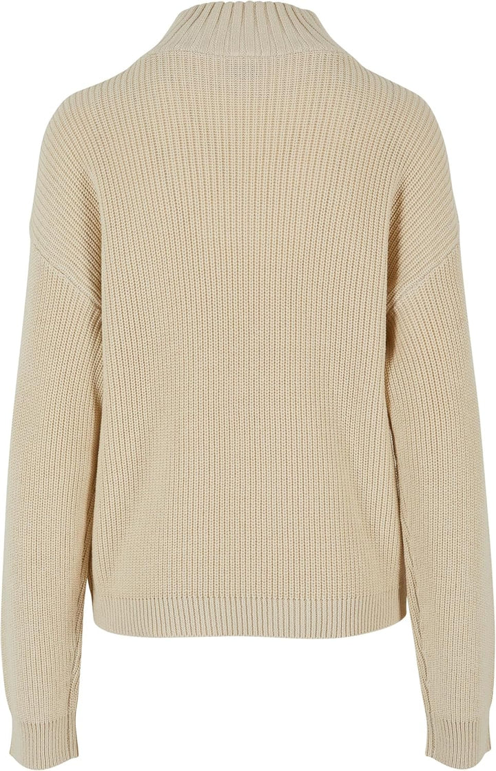 Urban Classics Damen Ladies Oversized Knit Troyer XL Sand, XL Sand