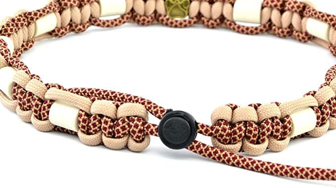 EM Keramik Hunde-Halsband aus US-Paracord – handgeknüpft, verstellbar mit Kordelstopper – Grössen 15