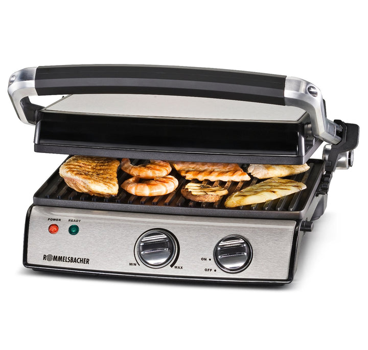 ROMMELSBACHER Kontaktgrill KG 2020 - variable Anwendungsmöglichkeiten, stufenlos regelbar, 5-fache H