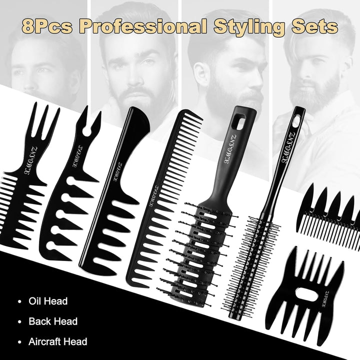 8 Stück Kamm Männer Lockenbürste, Quiff Roller Brush Für Das Hinzufügen Von Volumen, Haarbürste Herr