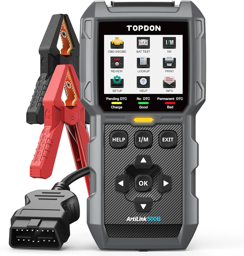 TOPDON ArtiLink500B OBD2 Diagnosegerät Auto und Batterietester 2-in-1, Universal KFZ-Fehlercode-Lese