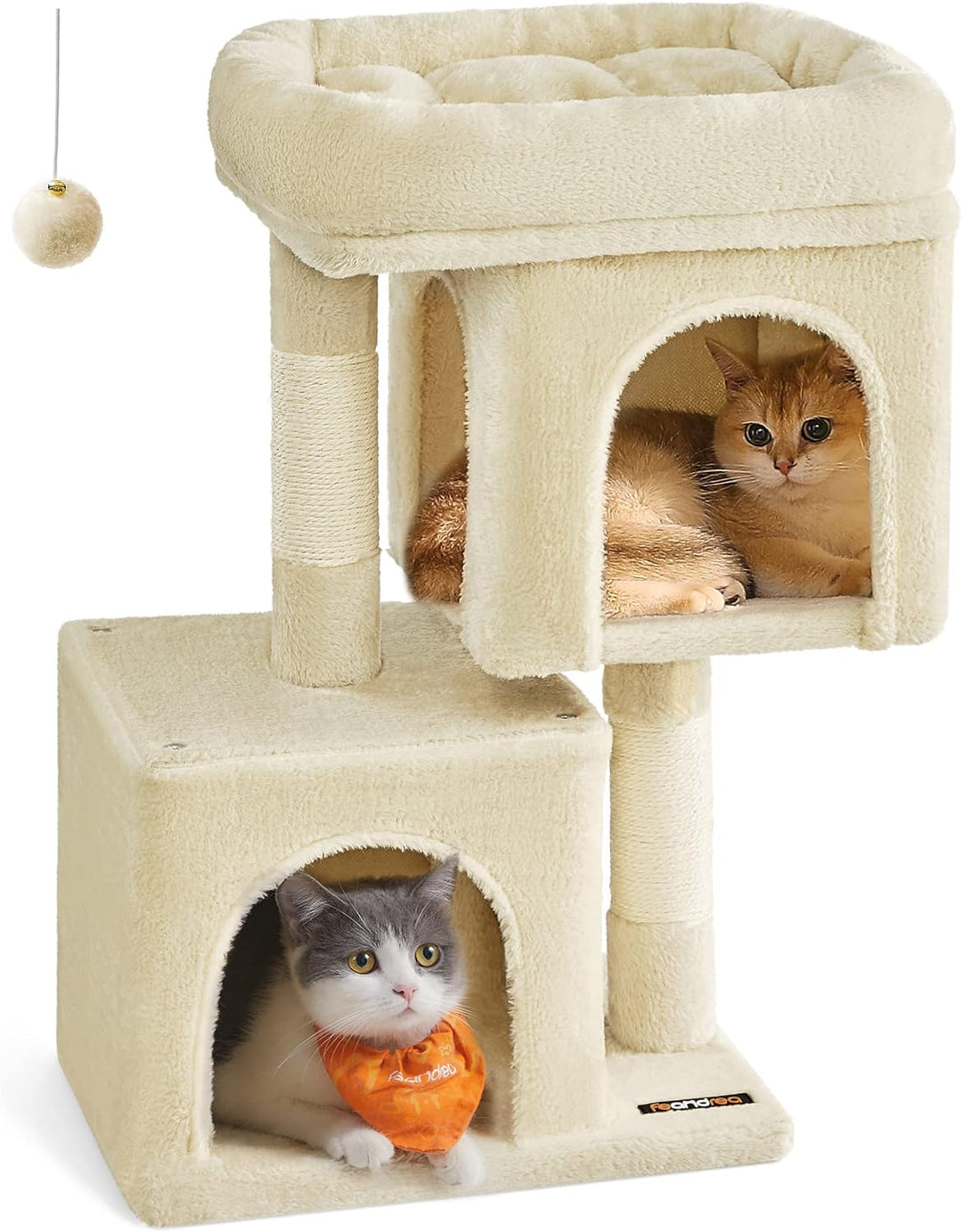 Feandrea Kratzbaum klein, 67 cm Katzenbaum, Katzenhaus für Kätzchen bis zu 3 kg, grosse Plattform, S