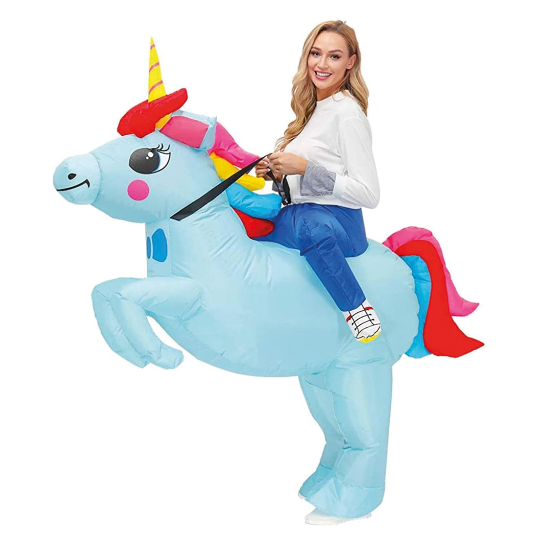 Aufblasbare Verkleidung Blaues Einhorn | Ungewöhnliches Kostüm in Erwachsenengrösse | Premium Qualit