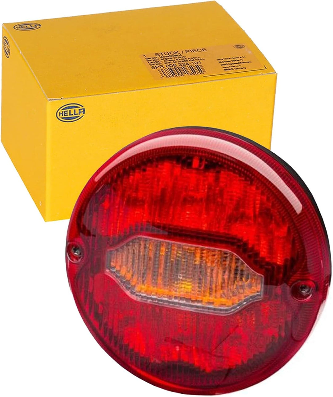 HELLA - Heckleuchte - LED/Hybrid - 24V - geschraubt - Lichtscheibenfarbe: rot/gelb - Kabel: 3020mm -