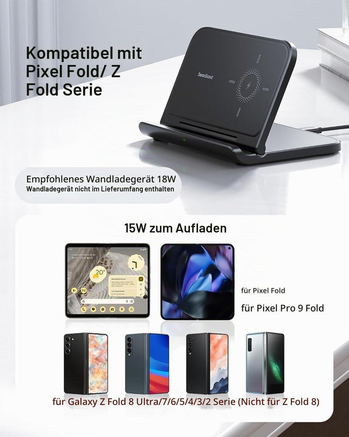 Faltbar Induktive Ladestation für Samsung Z Fold 8/8 Ultra, SwanScout 503S