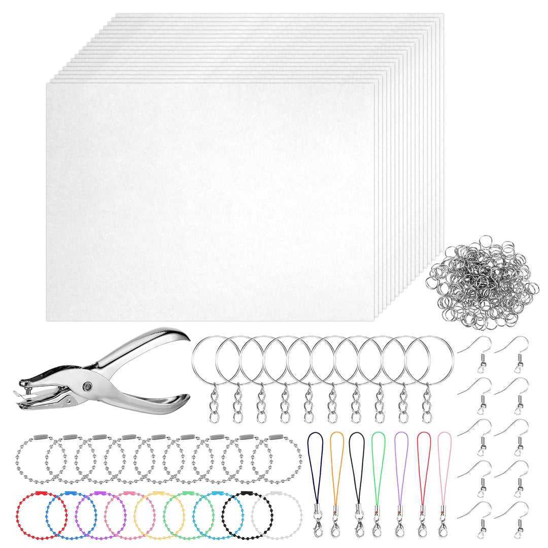 DONQTWAY 221 Stück Schrumpffolie Set, 20 Schrumpfpapier A4 Transparent, Schrumpffolie Bedruckbar, Sh