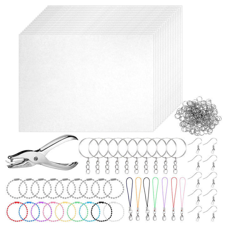 DONQTWAY 221 Stück Schrumpffolie Set, 20 Schrumpfpapier A4 Transparent, Schrumpffolie Bedruckbar, Sh