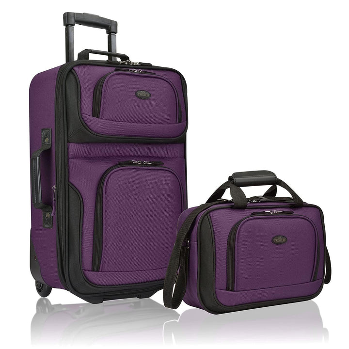 U.S. Traveler Rio Handgepäck-Set aus robustem Stoff, erweiterbar, violett, 2 Wheel, Rio Reisegepäck-