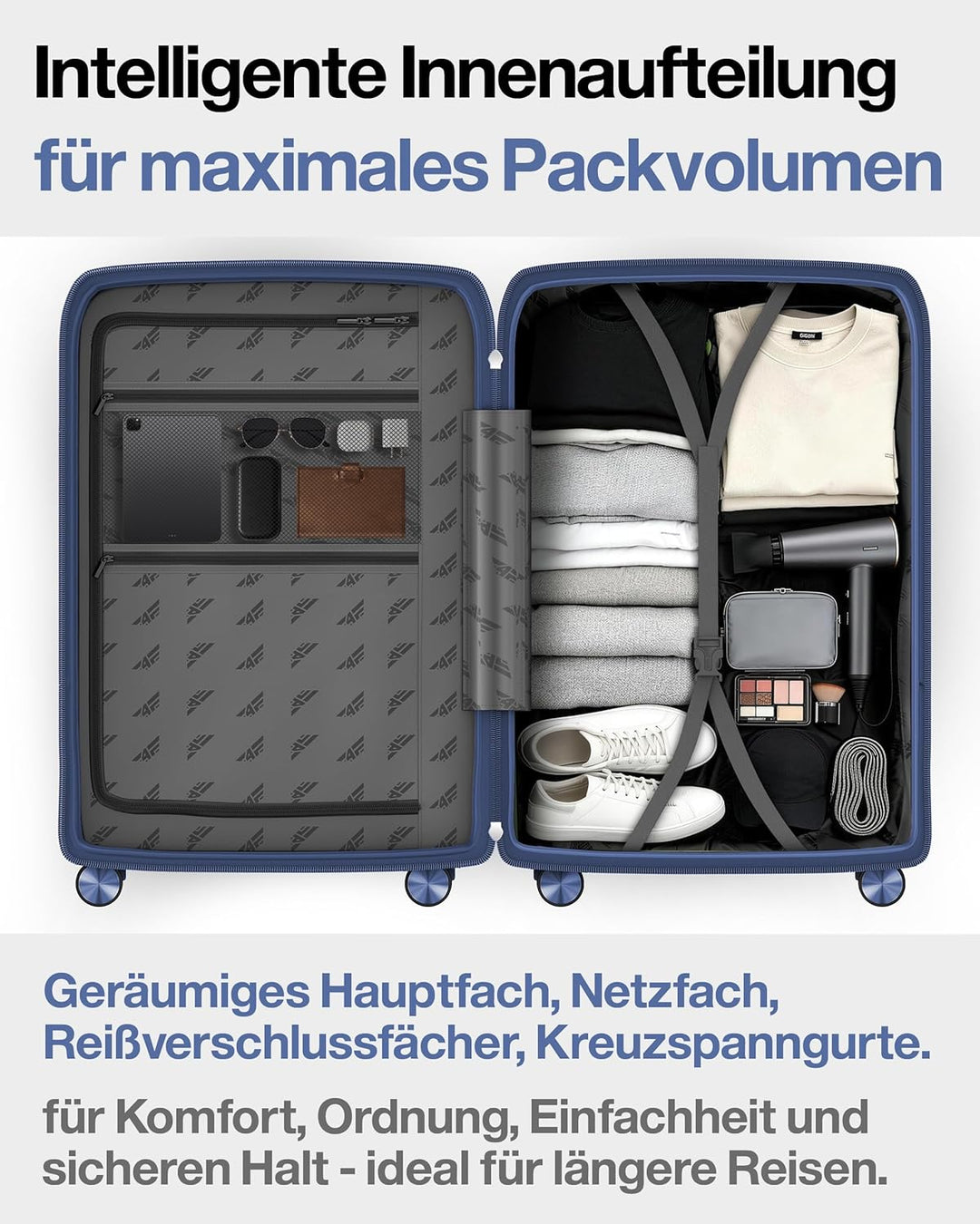 Leichter Hartschalen-Reisekoffer XL - Gross 75 cm (96L) – Grosser Trolley Koffer mit TSA-Schloss, Do