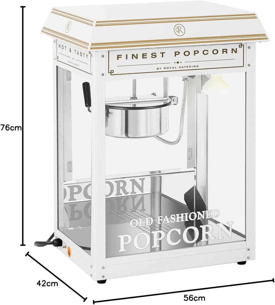 Royal Catering RCPS-WG1 Retro Popcornmaschine Popcornmaker Popcornautomat 1600 W 5 kg/h golden & wei