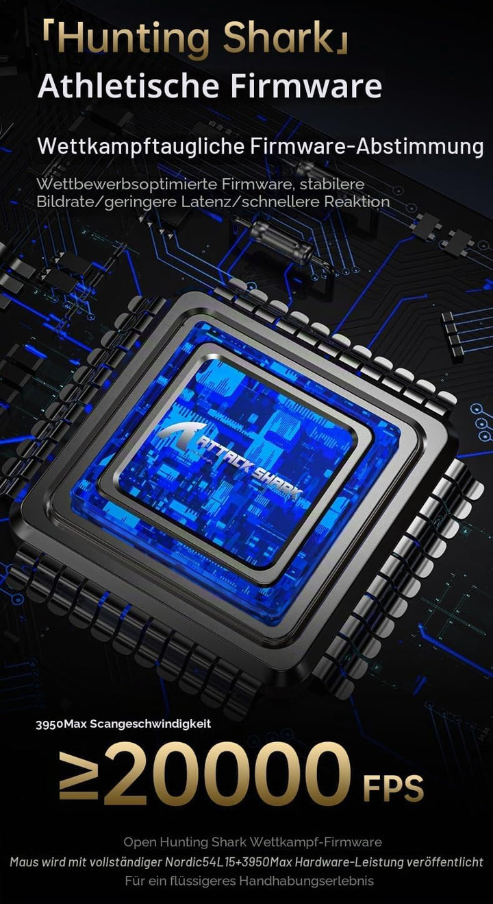 ATTACK SHARK X8 Serie Kabellose Gaming-Maus, 55–65 g Superleicht, PixArt PAW3395/3950 Sensor, BT/2.4